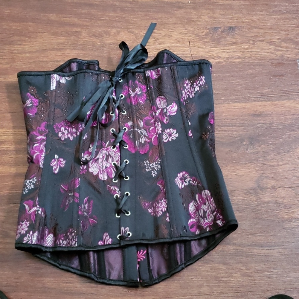 Purple and black corset with snap hook